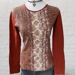 morgan de toi snakeskin print long sleeve top